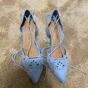 Stunning light blue lace up heels
